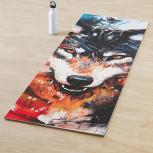 Abstract Wild Spirit Wolf Yoga Mat