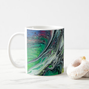 Abstract wild tree greens and blues coffee mug