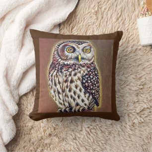 Abstract Wilderness Forest Owl Art Throw Pillow