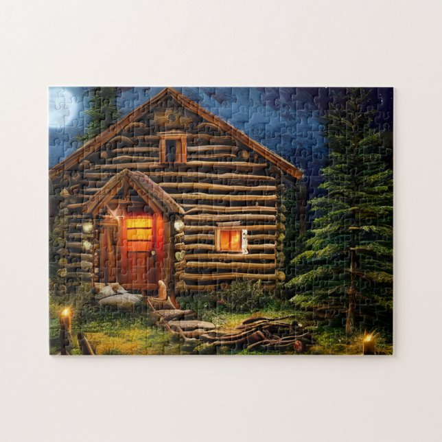 Abstract Wilderness Little Cabin Jigsaw Puzzle (Horizontal)