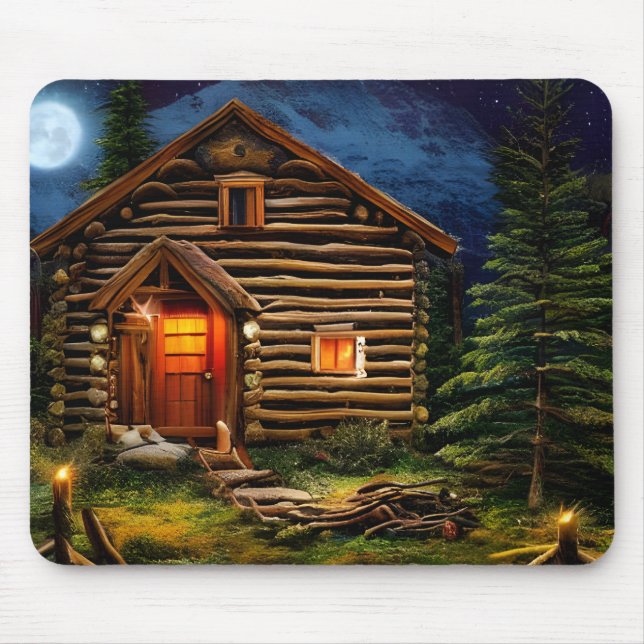 Abstract Wilderness Little Cabin Mouse Pad (Front)