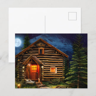 Abstract Wilderness Little Cabin Postcard