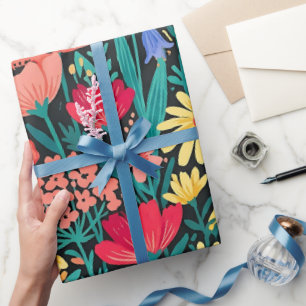 Abstract Wildflowers Monarch Wrapping Paper