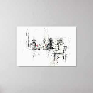 Abstract Wine Dinner Scene -  Canvas Print
