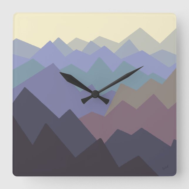 Abstract Winter Mountains Art  Square Wall Clock (Front)