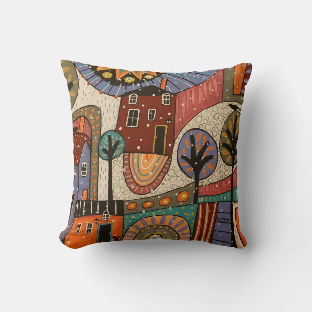 Abstract Winter Throw Pillow in 3 Sizes (Front)
