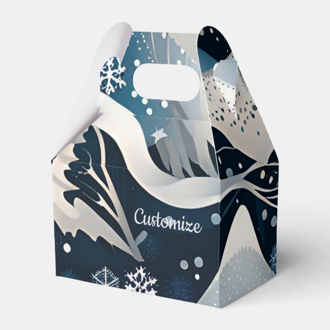 Abstract Winter Wonderland Gable Favor Box (Front Side)