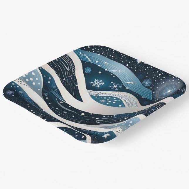 Abstract Winter Wonderland Square Paper Plate (Angled)