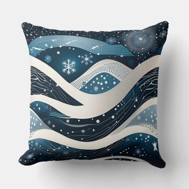 Abstract Winter Wonderland Throw Pillow (Front)
