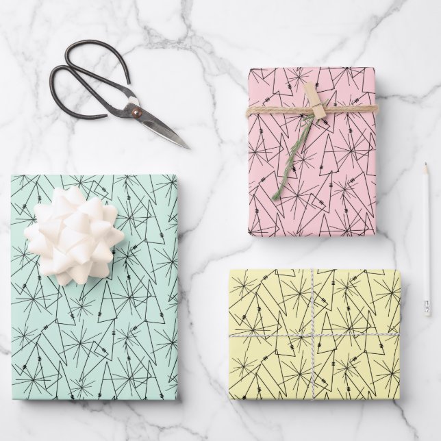 Abstract Wire-Tree Mid-Century Art Any Occasion Wrapping Paper Sheet (Front)