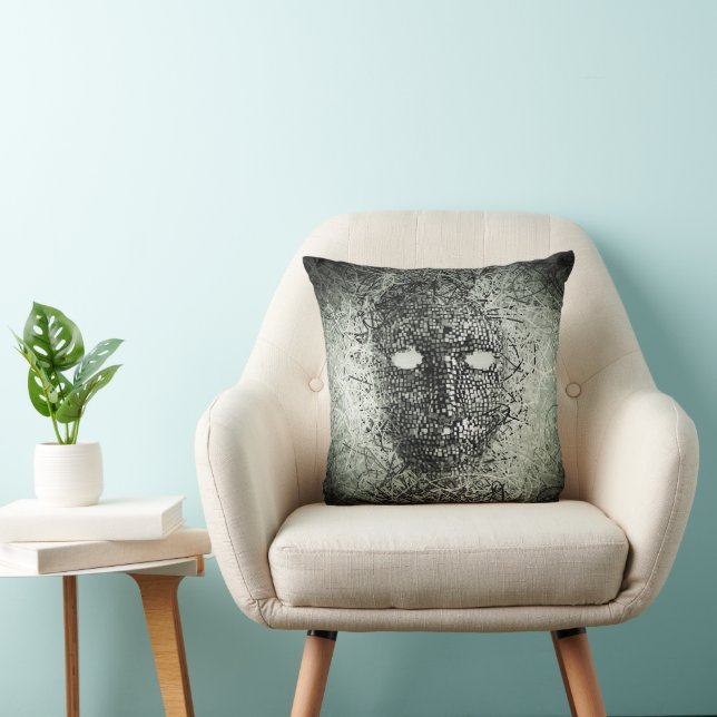 Abstract Wires Mask Throw Pillow (Chair)