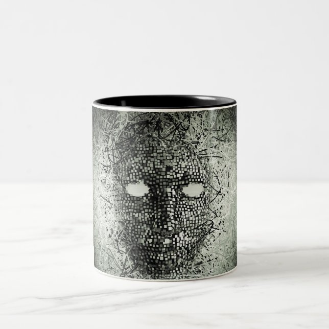 Abstract Wires Mask Two-Tone Coffee Mug (Center)