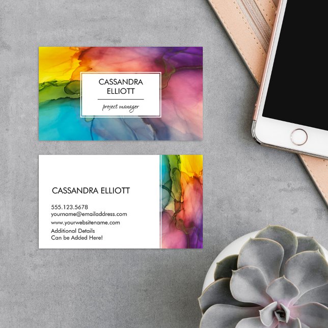 Abstract Wispy Colorful Alcohol Ink Liquid Art Business Card (Creator Uploaded)