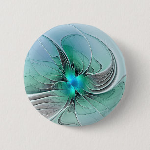 Abstract With Blue, Modern Fractal Art 2 Inch Round Button