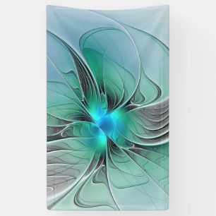 Abstract With Blue, Modern Fractal Art Banner