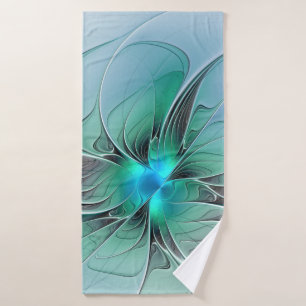 Abstract With Blue, Modern Fractal Art Bath Towel