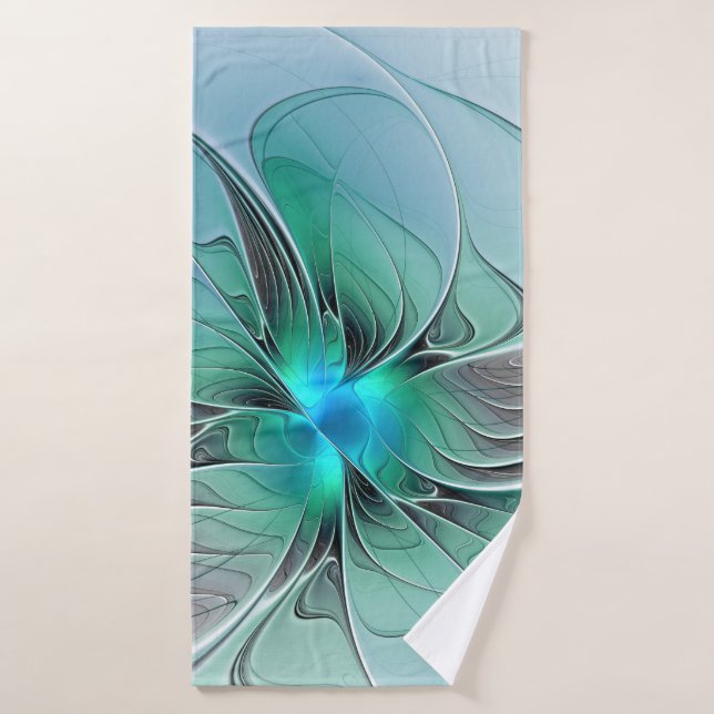 Abstract With Blue, Modern Fractal Art Bath Towel (Bath Towel)