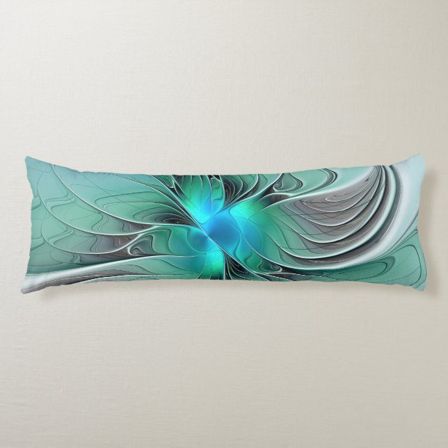 Abstract With Blue, Modern Fractal Art Body Pillow (Front)