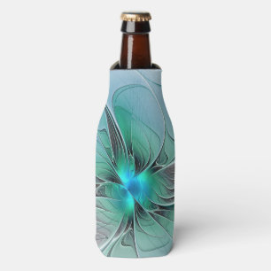Abstract With Blue, Modern Fractal Art Bottle Cooler
