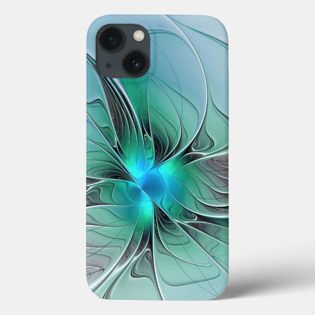 Abstract With Blue, Modern Fractal Art Case-Mate iPhone Case (Back)
