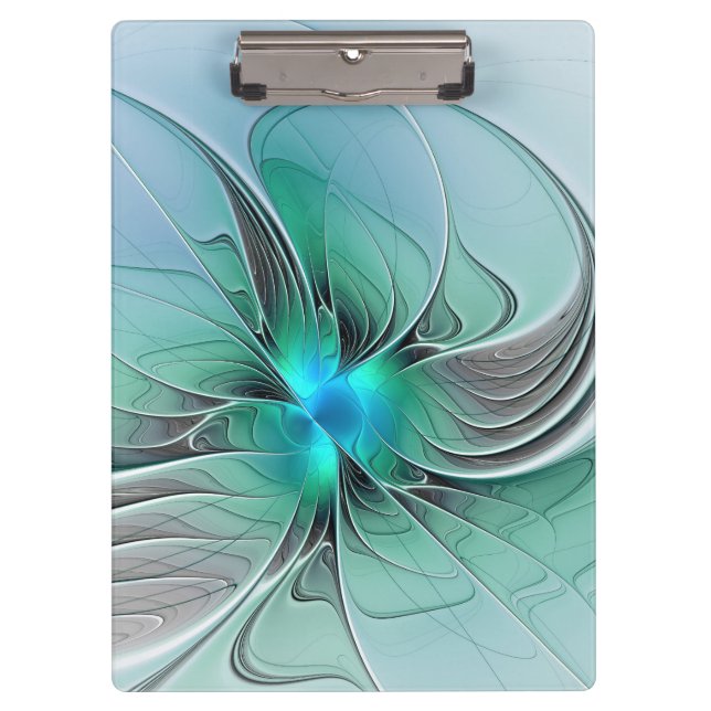 Abstract With Blue, Modern Fractal Art Clipboard (Front)