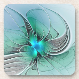 Abstract With Blue, Modern Fractal Art Coaster