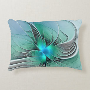 Abstract With Blue, Modern Fractal Art Decorative Pillow