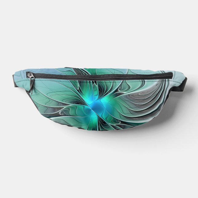 Abstract With Blue, Modern Fractal Art Fanny Pack (Lay Down)