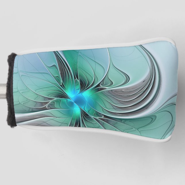 Abstract With Blue, Modern Fractal Art Golf Head Cover (Front)