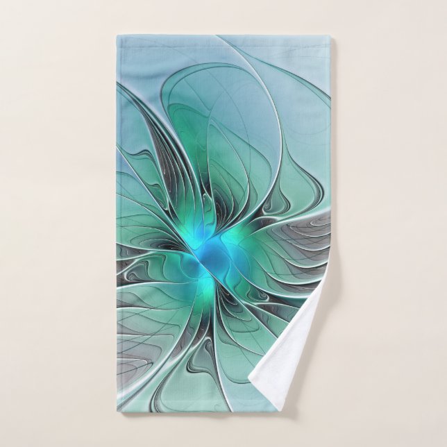 Abstract With Blue, Modern Fractal Art Hand Towel (Hand Towel)