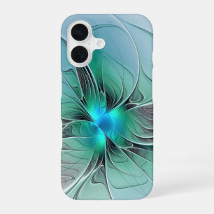 Abstract With Blue, Modern Fractal Art iPhone 16 Case
