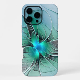 Abstract With Blue, Modern Fractal Art iPhone 16 Pro Max Case