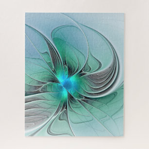 Abstract With Blue, Modern Fractal Art Jigsaw Puzzle