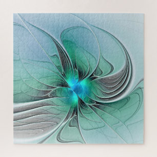 Abstract With Blue, Modern Fractal Art Jigsaw Puzzle