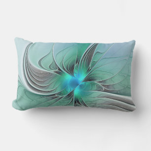 Abstract With Blue, Modern Fractal Art Lumbar Pillow