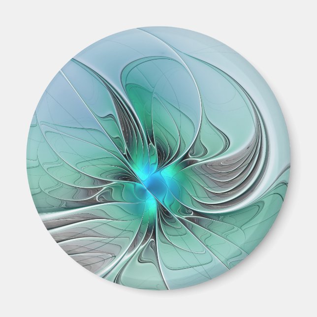 Abstract With Blue, Modern Fractal Art Magnet (Front)