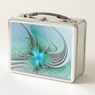 Abstract With Blue, Modern Fractal Art Metal Lunch Box