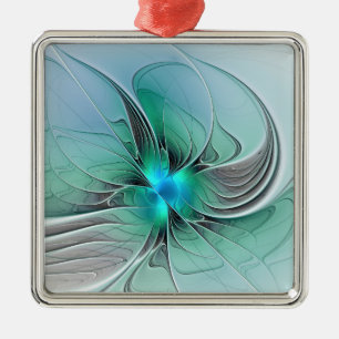Abstract With Blue, Modern Fractal Art Metal Ornament
