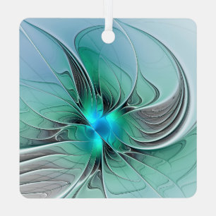 Abstract With Blue, Modern Fractal Art Metal Ornament