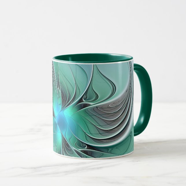 Abstract With Blue, Modern Fractal Art Mug (Front Right)
