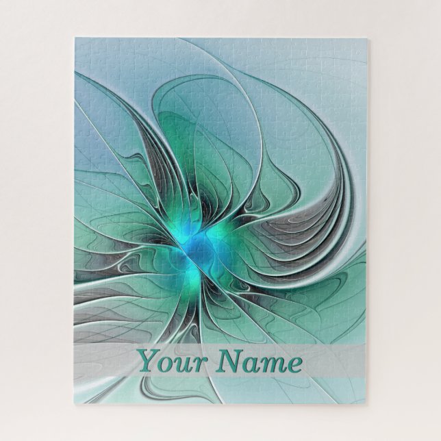 Abstract With Blue, Modern Fractal Art Name Jigsaw Puzzle (Vertical)