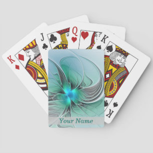 Abstract With Blue, Modern Fractal Art Name Playing Cards