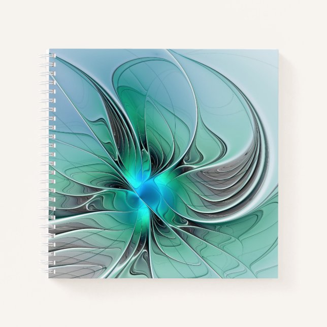 Abstract With Blue, Modern Fractal Art Notebook (Front)