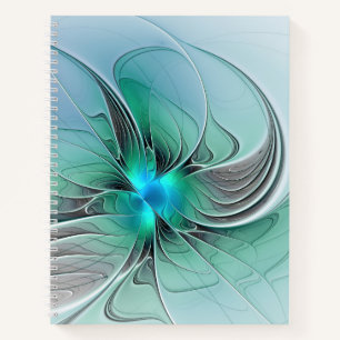 Abstract With Blue, Modern Fractal Art Notebook