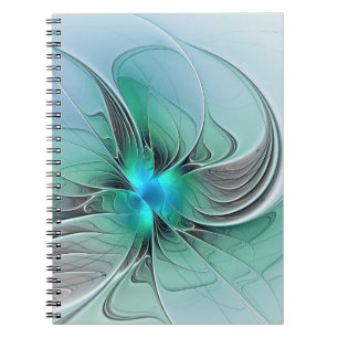 Abstract With Blue, Modern Fractal Art Notebook