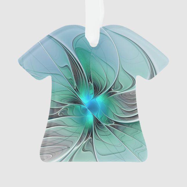 Abstract With Blue, Modern Fractal Art Ornament (Front)