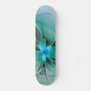Abstract With Blue, Modern Fractal Art Skateboard