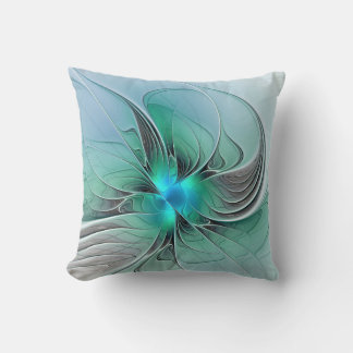 Abstract With Blue, Modern Fractal Art Throw Pillow