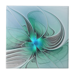 Abstract With Blue, Modern Fractal Art Tile