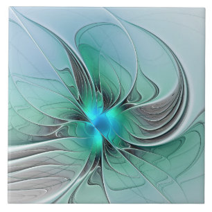 Abstract With Blue, Modern Fractal Art Tile